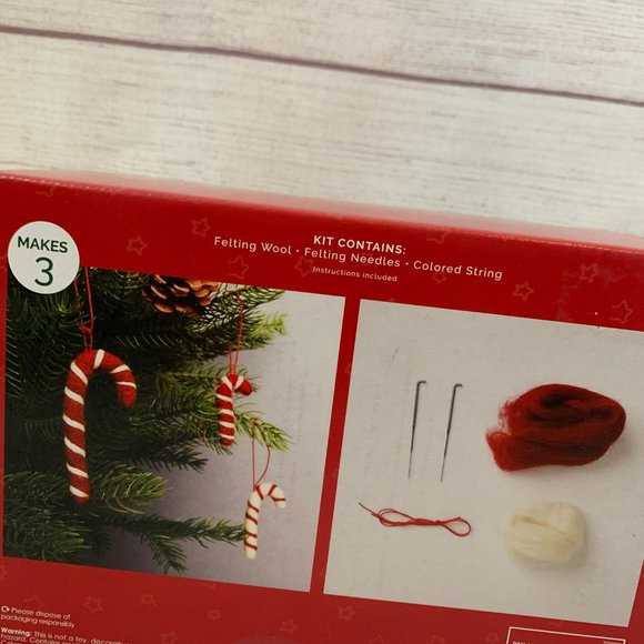 Candy Cane Needle Felting Kit with Needles Wool String Christmas Hanging Decor - Picture 6 of 7